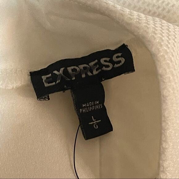 New Express White High Neck Mesh Sleeveless Cropped Cutout Top - Picture 16 of 17